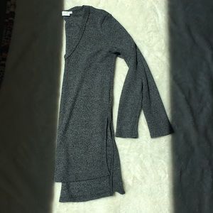 Astr charcoal waffle deep v sweater